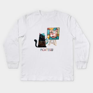 Picatsso Cat Funny Kids Long Sleeve T-Shirt